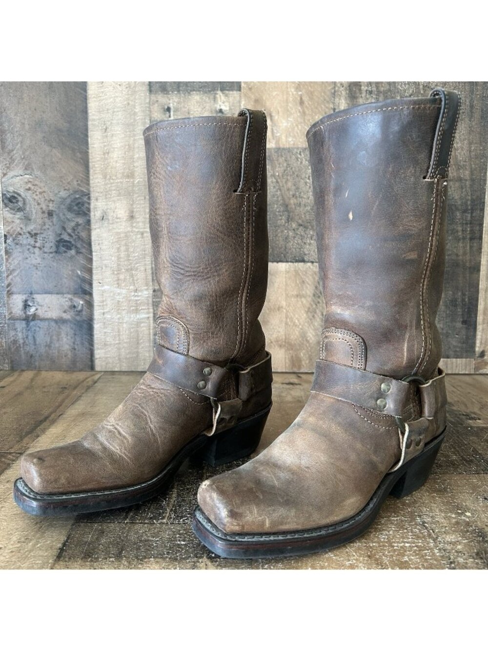 Frye 700 Buckle Harness Square Toe Boots Womens 6.5 M